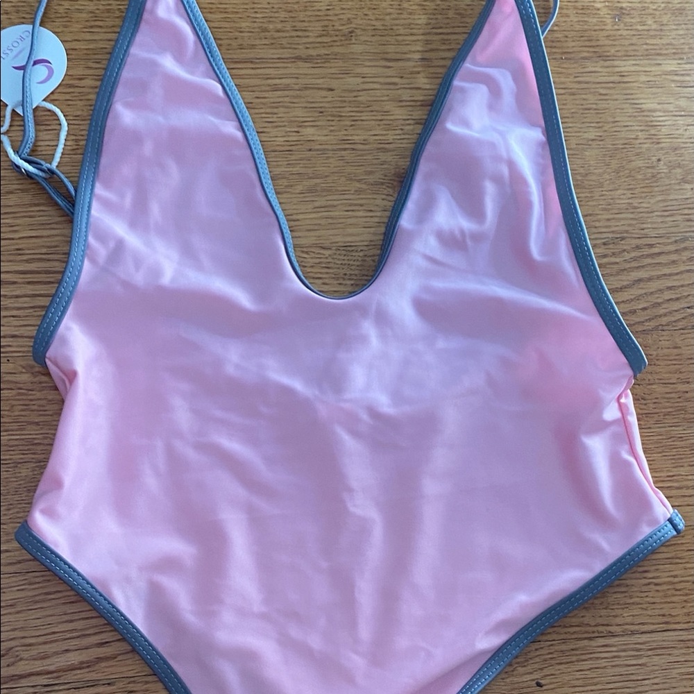 High cut low back one piece